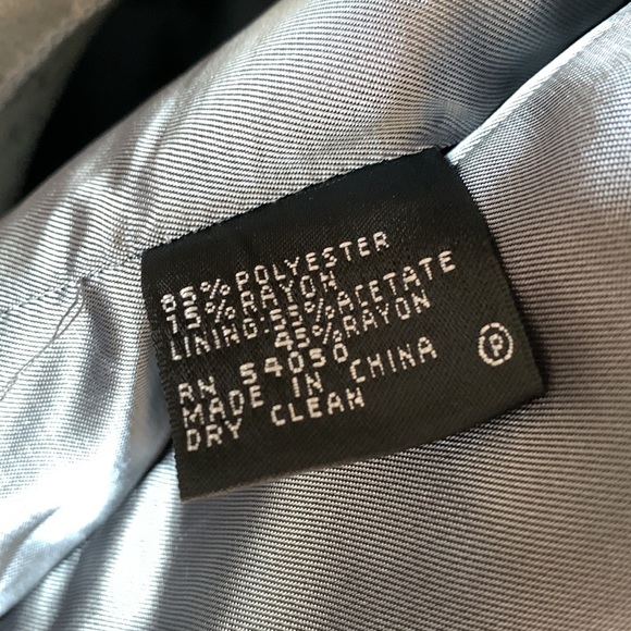 Beautiful pinstripe suit, BNWT, purchased from Macy’s, Size 8P, Color is slate. - Picture 9 of 16